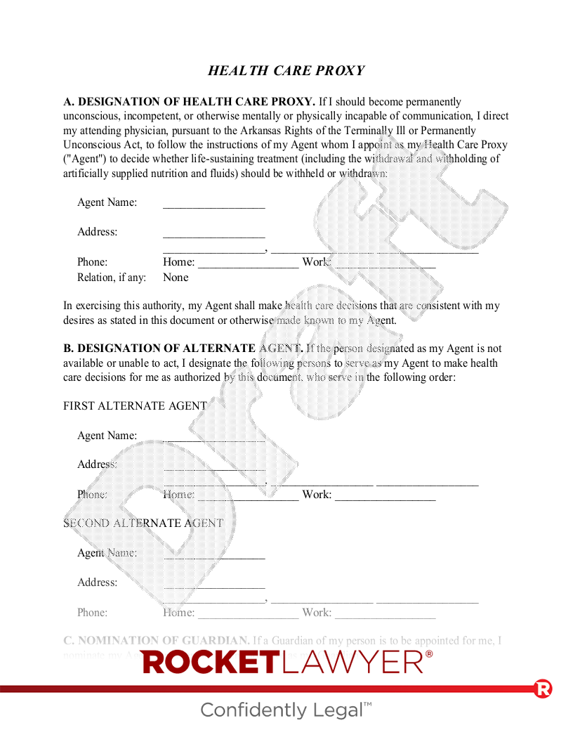 Free Arkansas Healthcare POA Make U0026 Download Rocket Lawyer