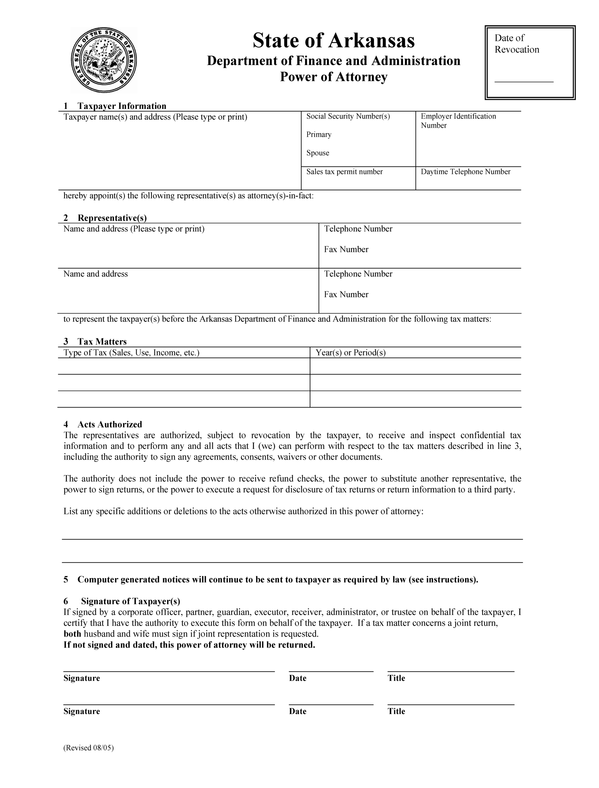 Free Arkansas Power Of Attorney Forms 8 PDF