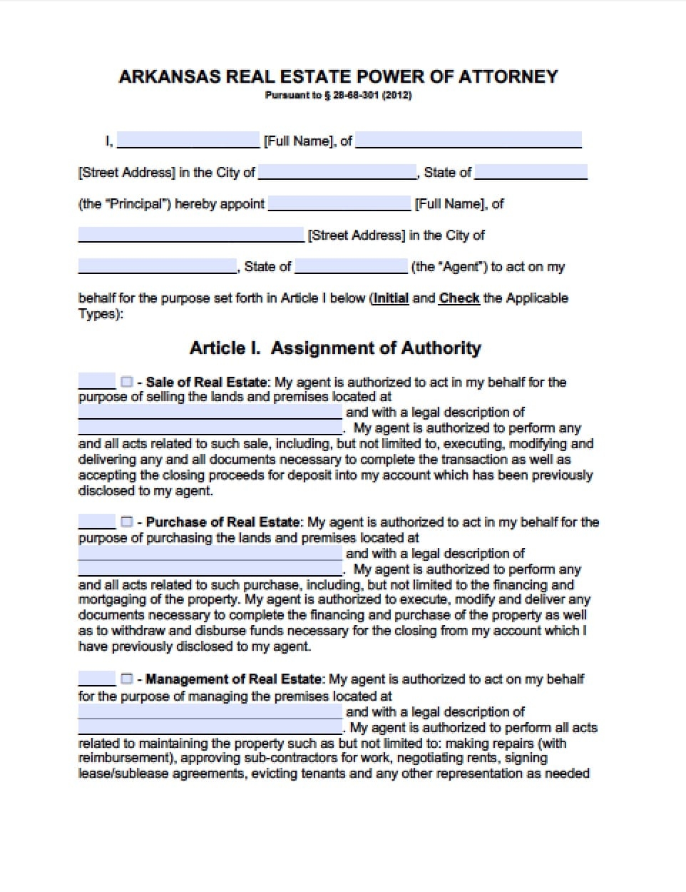 Free Arkansas Power Of Attorney Forms 9 Types Power Of Attorney