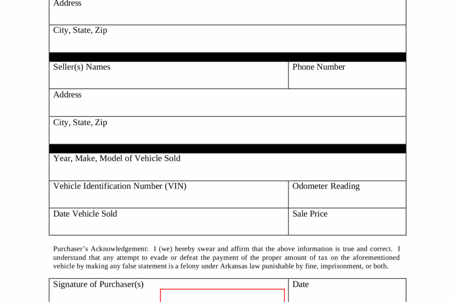 Free Arkansas Tax Credit For Replacement Vehicle Bill Of Sale PDF EForms