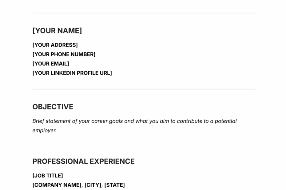 Free Blank Resume Templates To Edit Online And Download