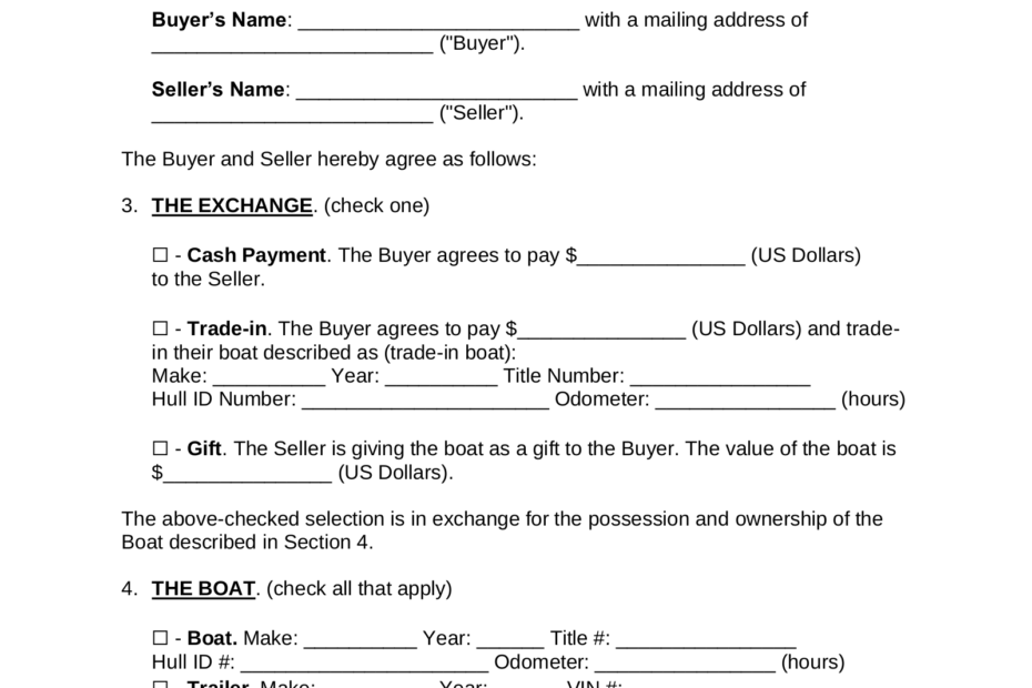 Free Boat Bill Of Sale PDF Word EForms