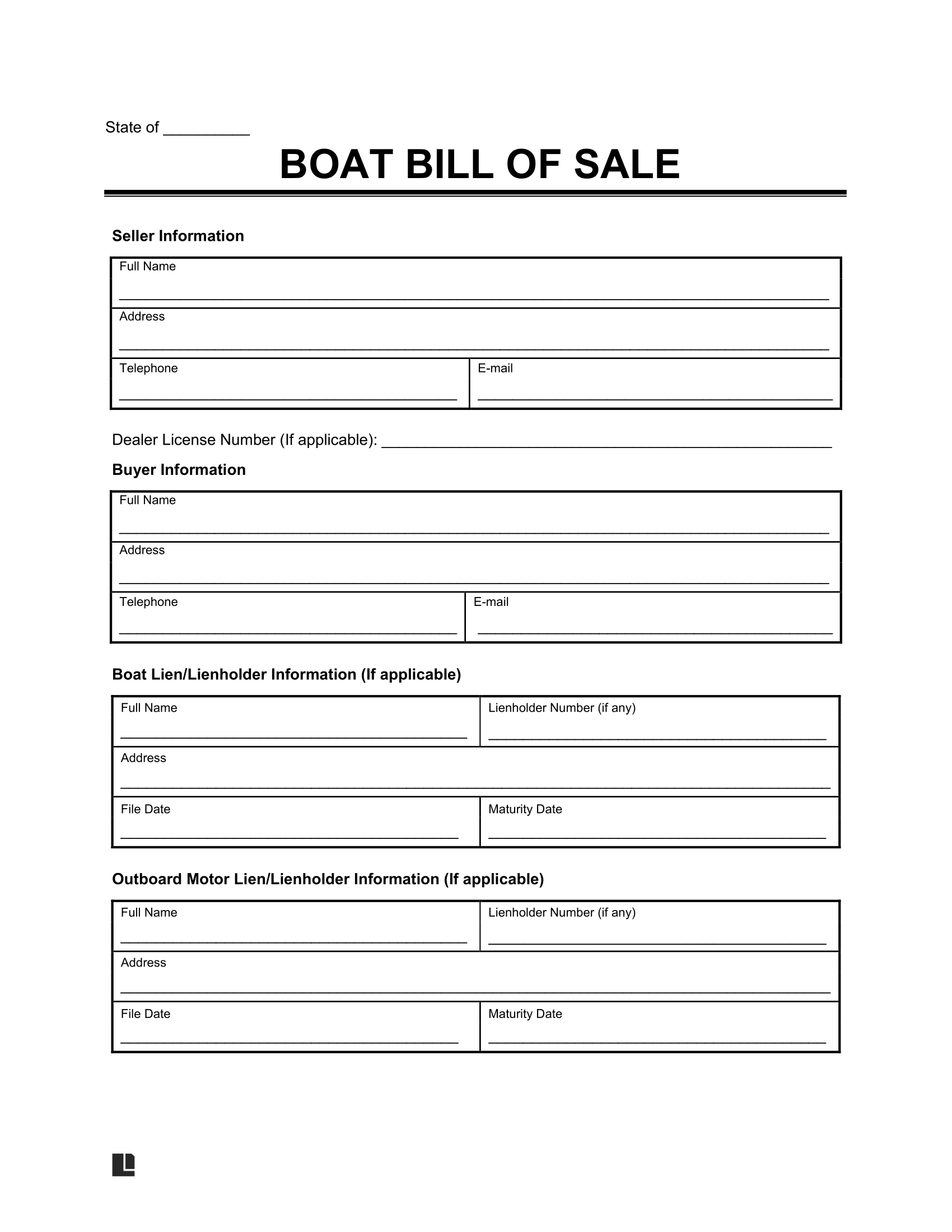 Free Boat Vessel Bill Of Sale Template PDF U0026 Word