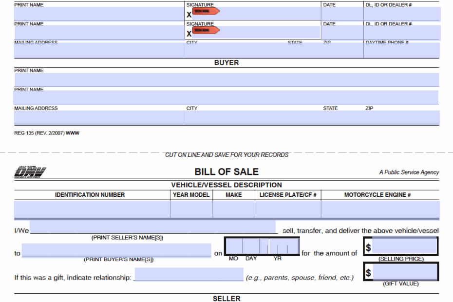 Free California Bill Of Sale Forms PDF