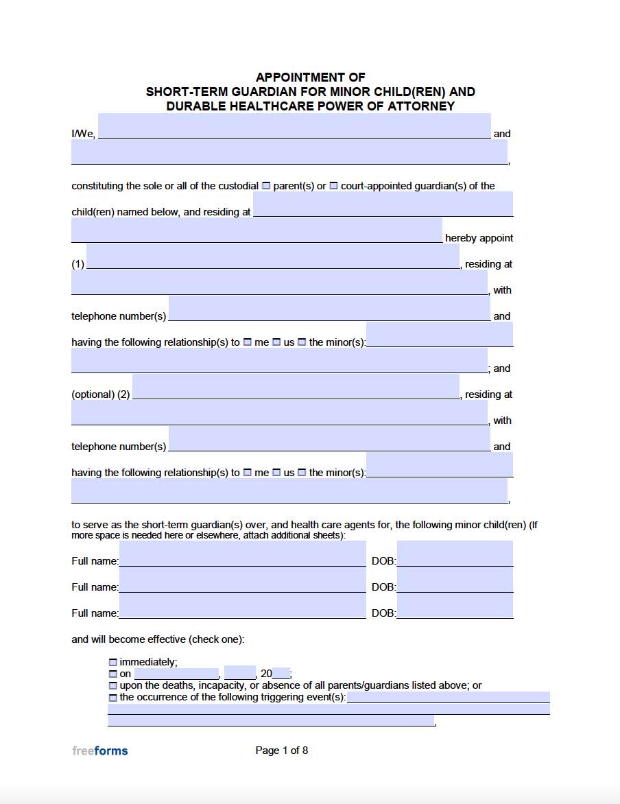 Free California Minor Child Power Of Attorney Form PDF