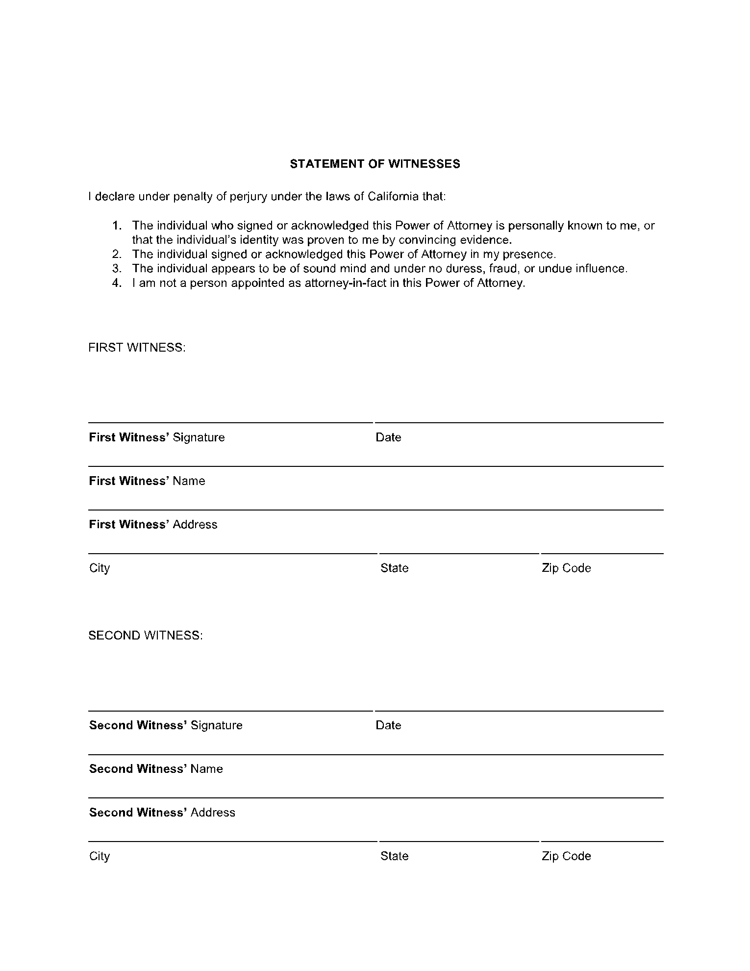 Free California Power Of Attorney Form PDF CocoSign