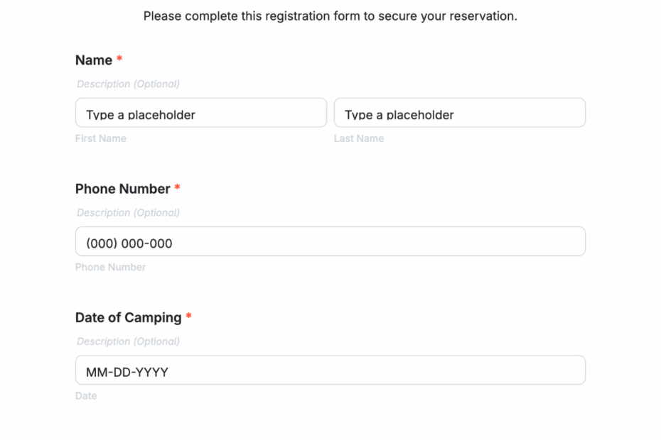 Free Camping Registration Form Template To Edit Online