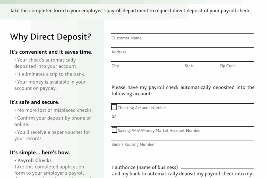 Free Chase Bank Direct Deposit Form PDF EForms