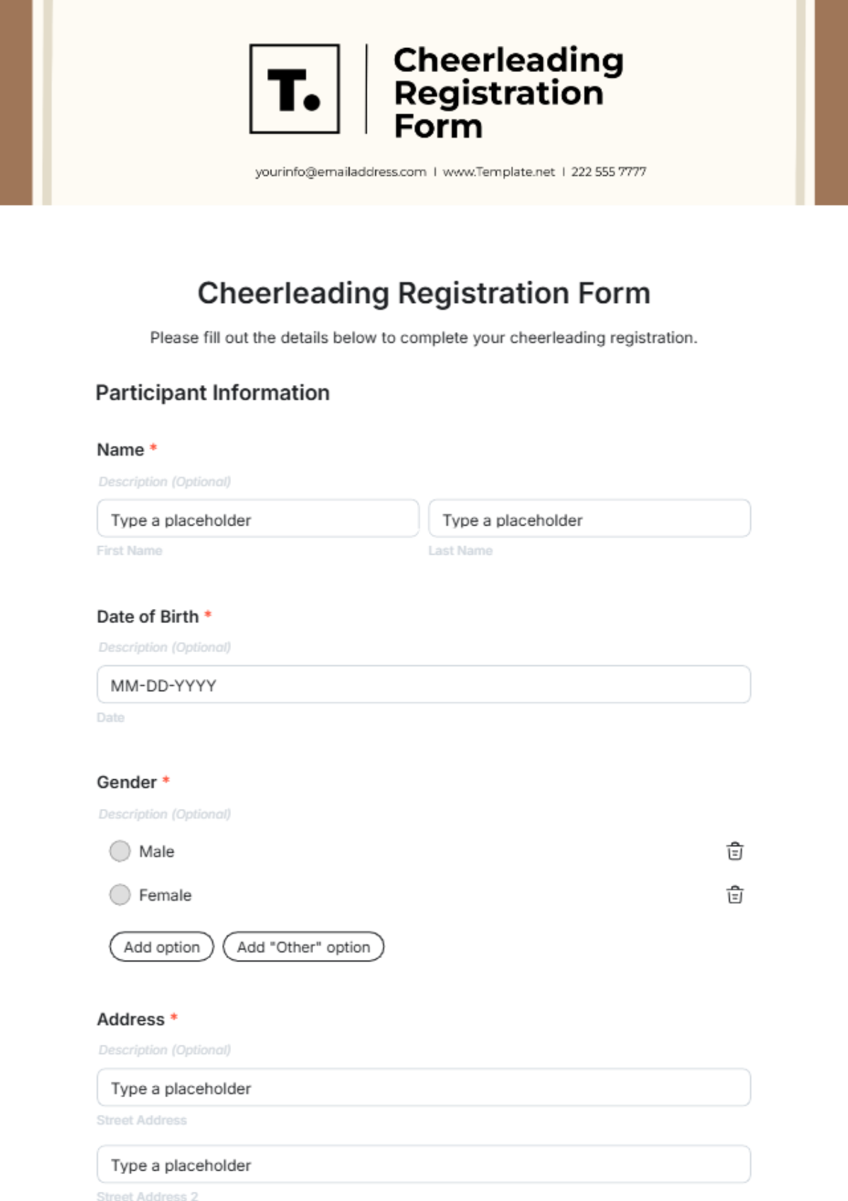 Free Cheerleading Registration Form Template To Edit Online