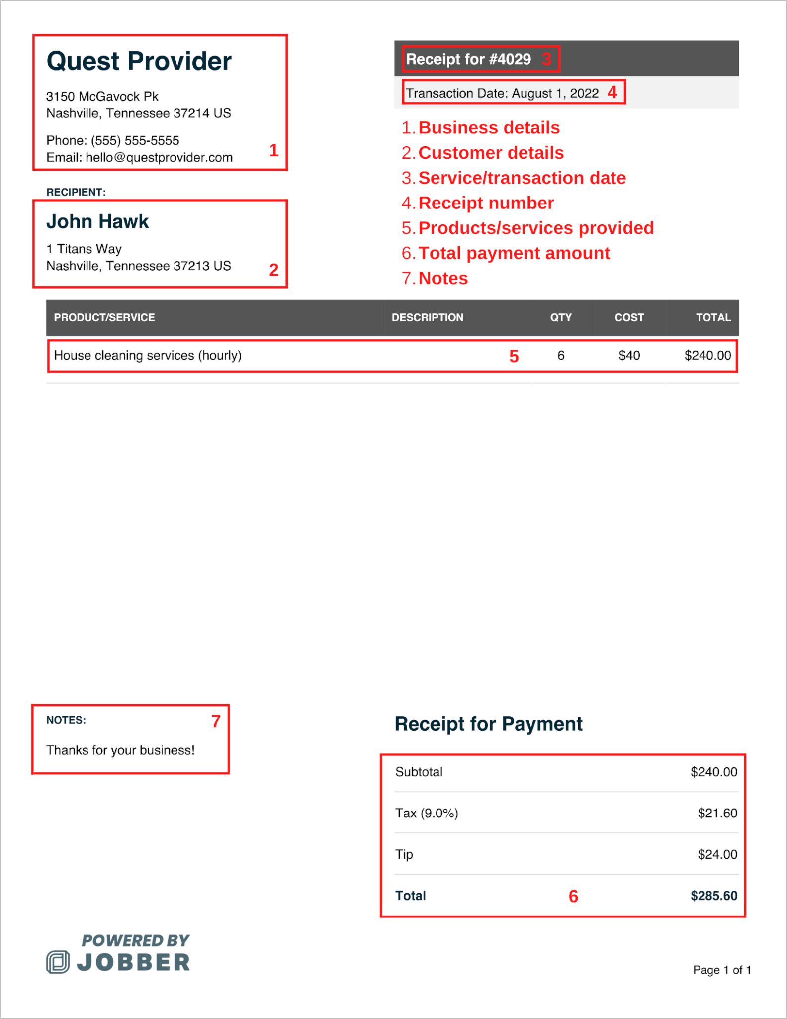 Free Cleaning Receipt Template Edit U0026 Download Jobber