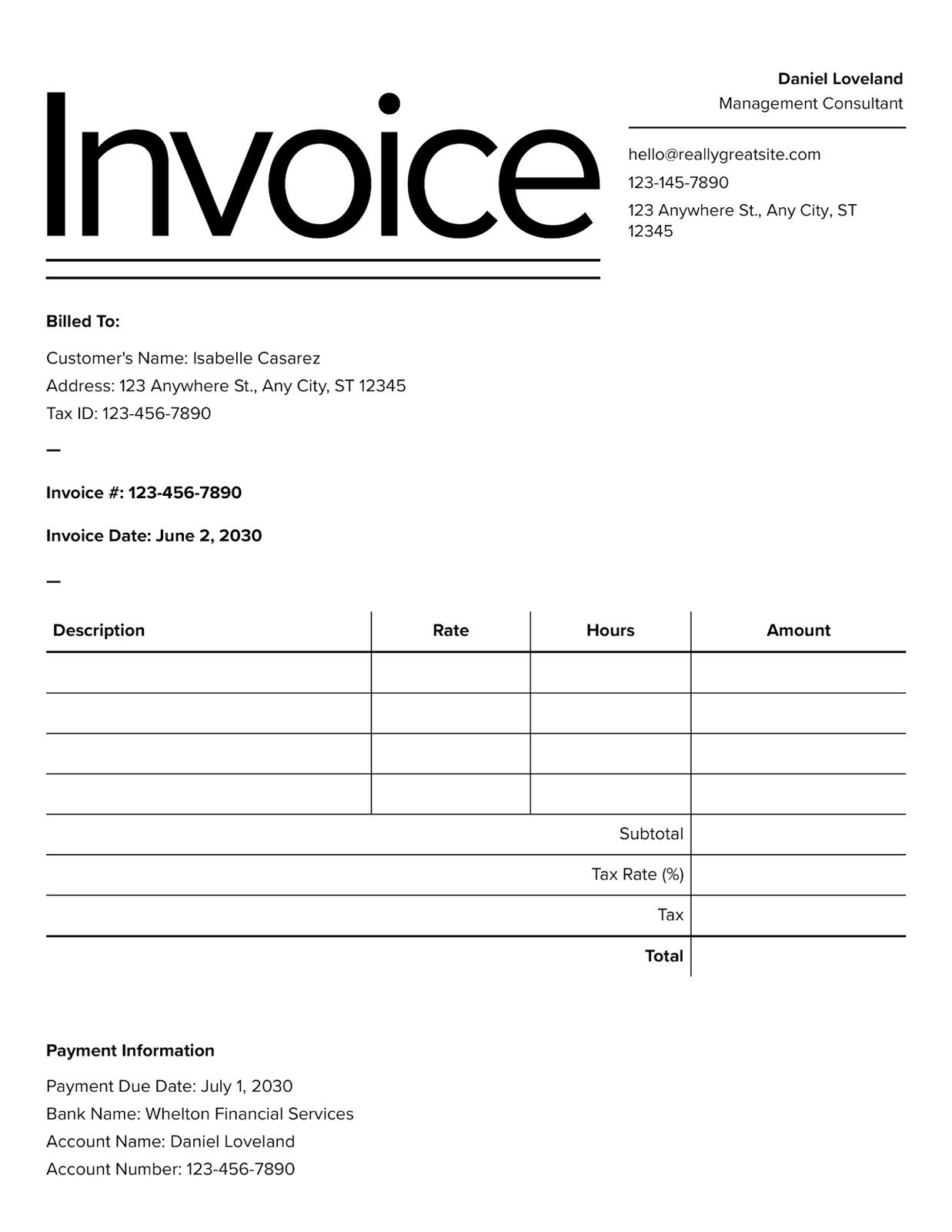 Free Custom Printable Consulting Invoice Templates Canva
