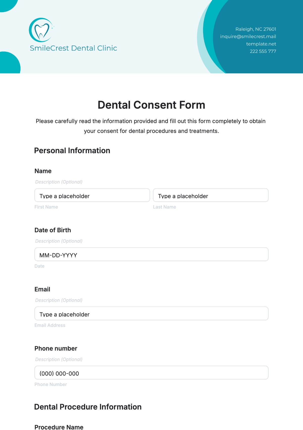 Free Dental Consent Form Template To Edit Online