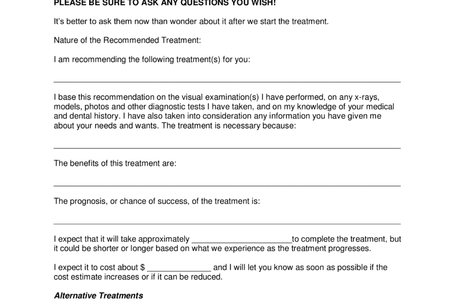 Free Dental Patient Consent Form PDF Word EForms