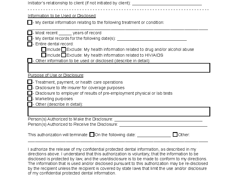 Free Dental Records Release Form HIPAA PDF Word