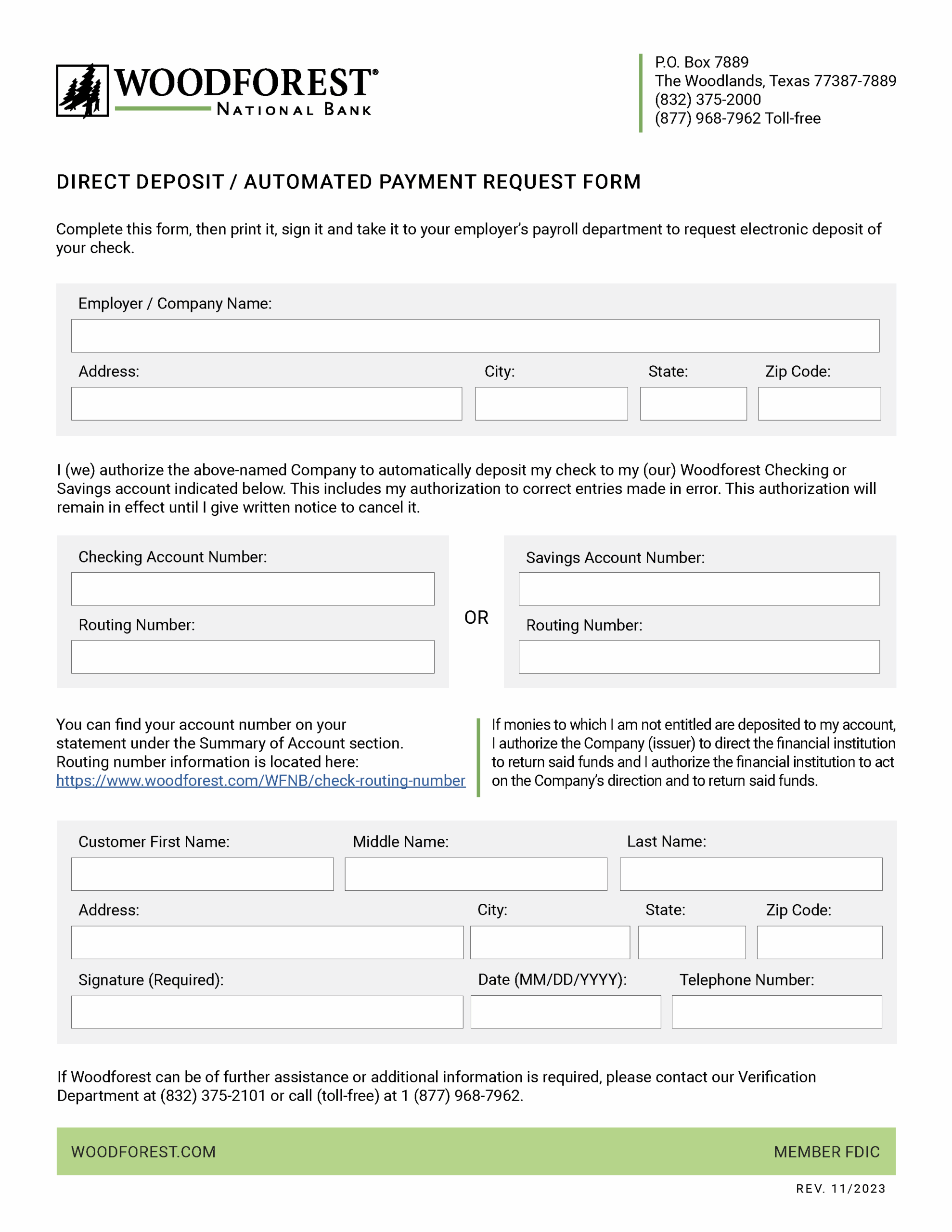Free Direct Deposit Authorization Form 40 PDF Word