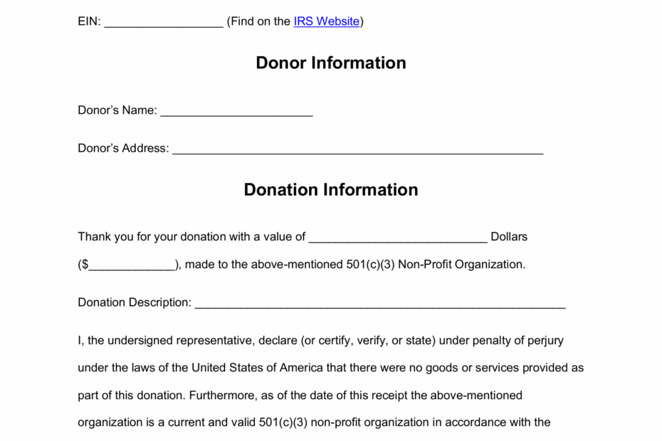 Free Donation Receipt Template 501 c 3 PDF Word EForms