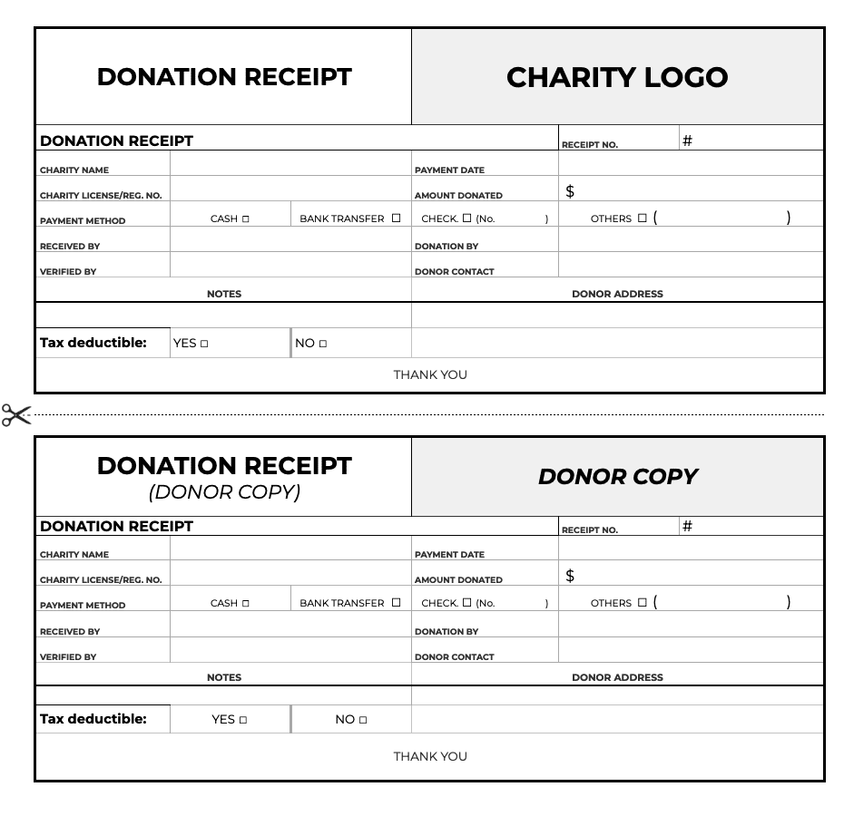Free Donation Receipt Templates Bookipi
