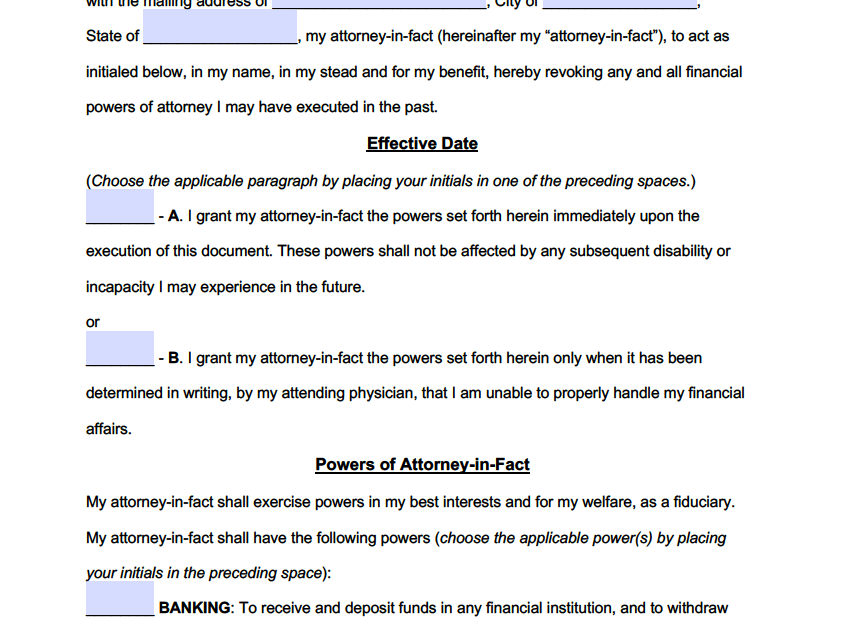Free Durable Financial Power Of Attorney Forms PDF Word