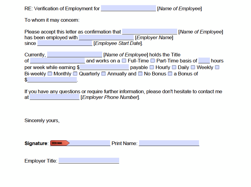 Free Employment Income Verification Letter PDF Word