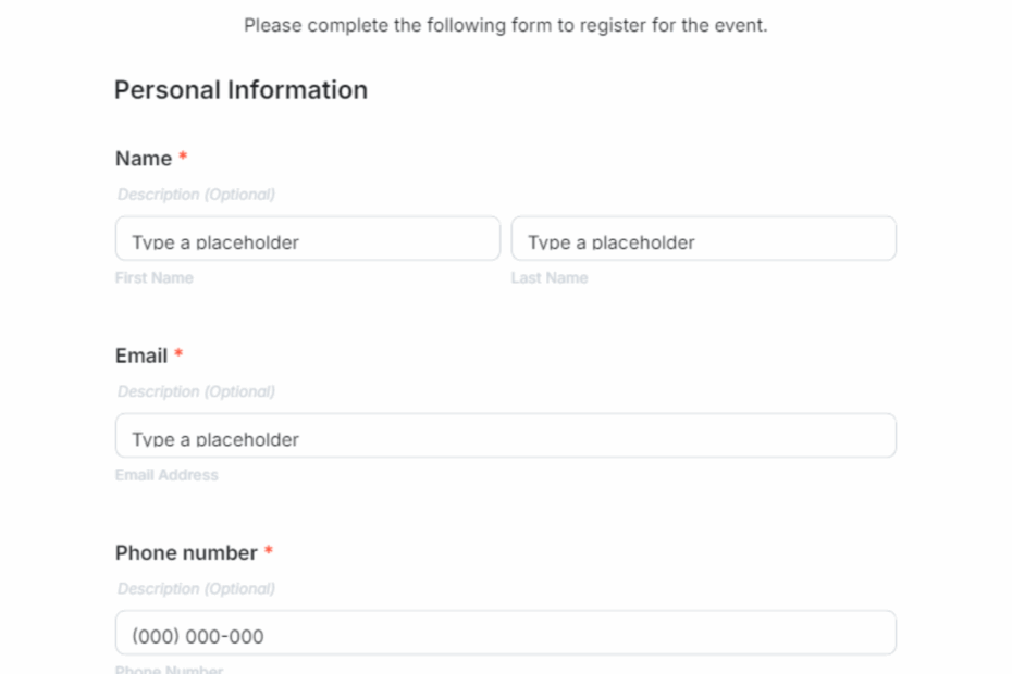 Free Event Form Templates To Edit Online