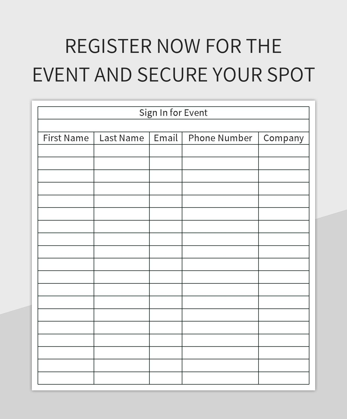 Free Event Registration Templates For Google Sheets And Microsoft Excel Slidesdocs