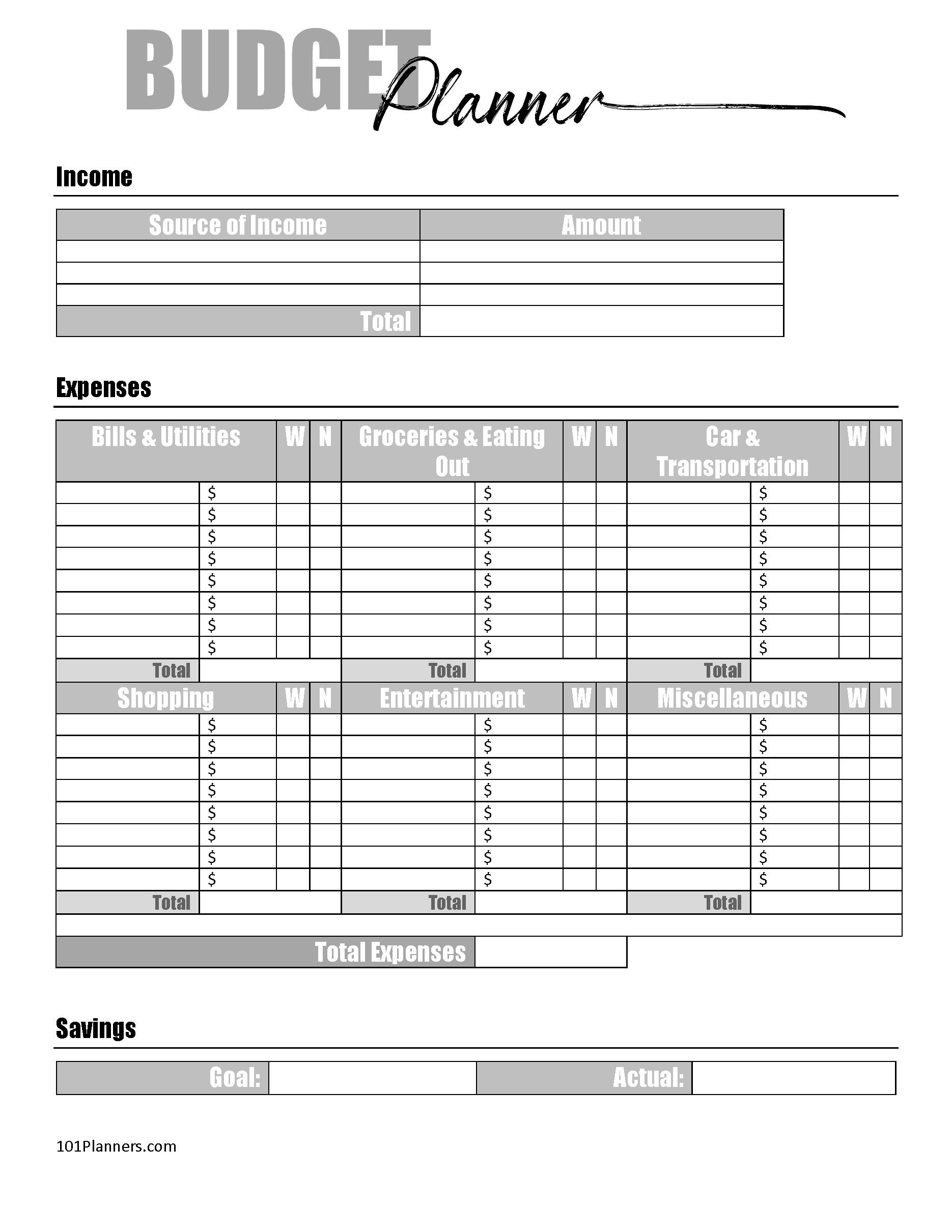 FREE Expense Tracker Printable Customize Online