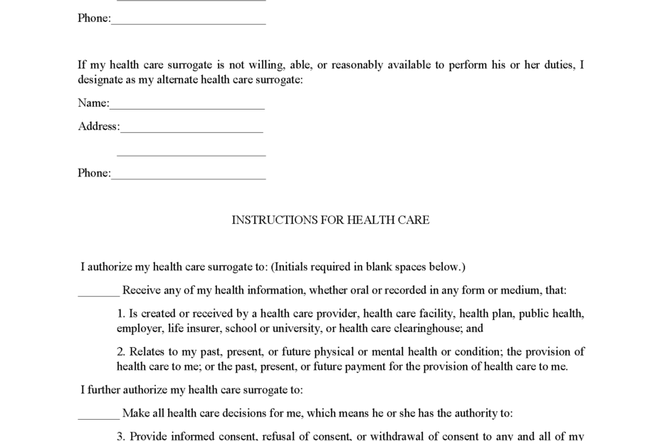 Free Florida Advance Directive Form PDF