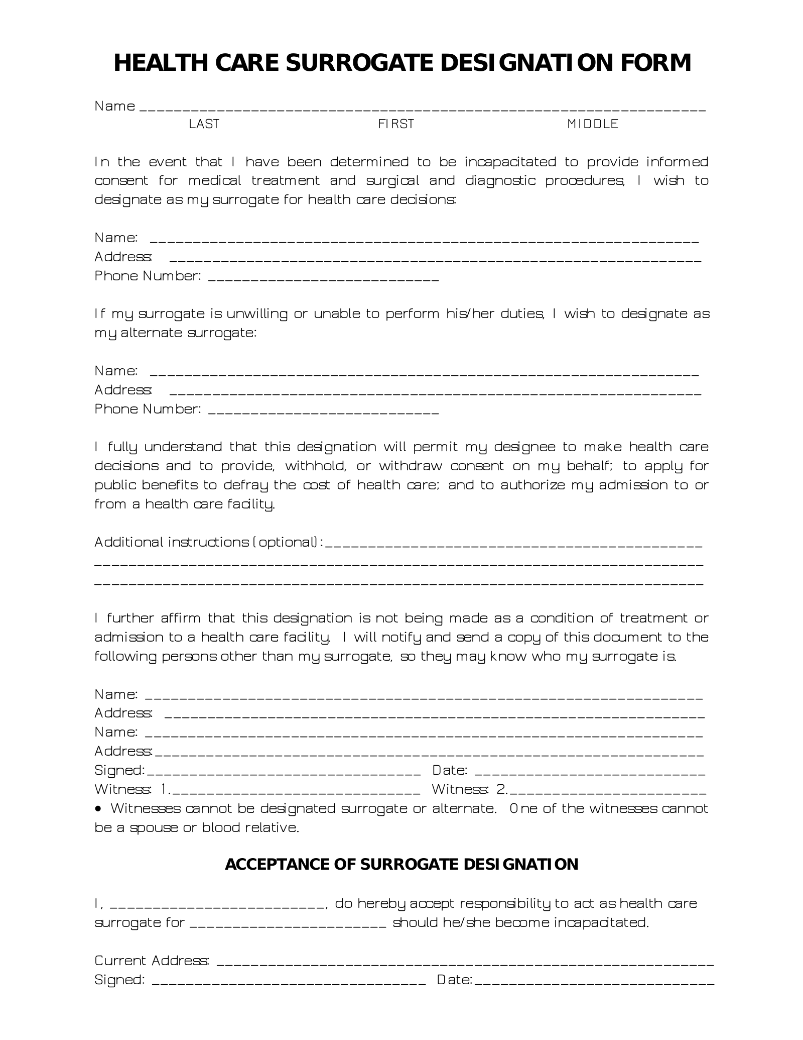 Free Florida Advance Directive Form PDF EForms