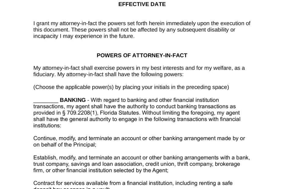 Free Florida Power Of Attorney Forms 9 Types PDF Word EForms