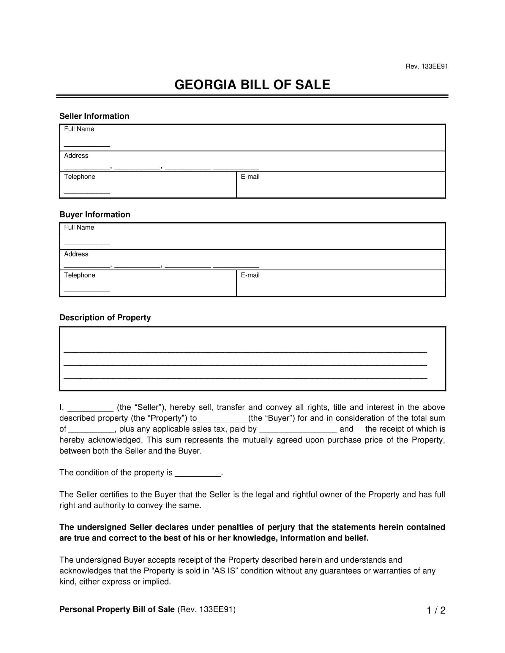 Free Georgia Bill Of Sale Forms Printable PDF U0026 Word Free Georgia Bill Of Sale Forms Printable PDF U0026 Word