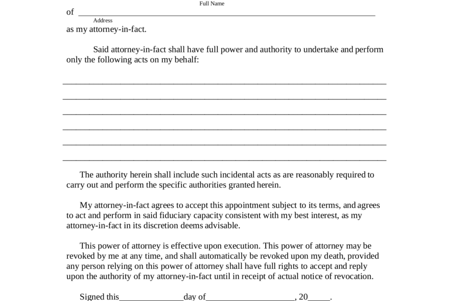 Free Georgia Limited Power Of Attorney Form PDF Word EForms