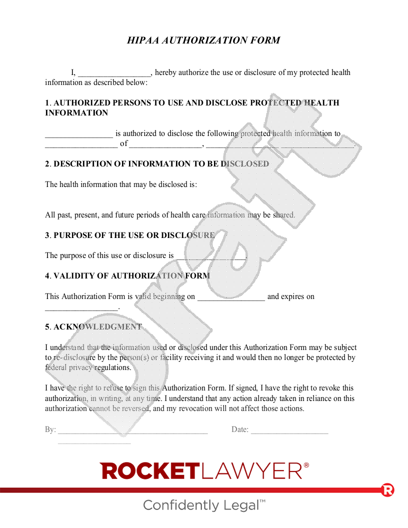 Free HIPAA Authorization Form U0026 FAQs Rocket Lawyer