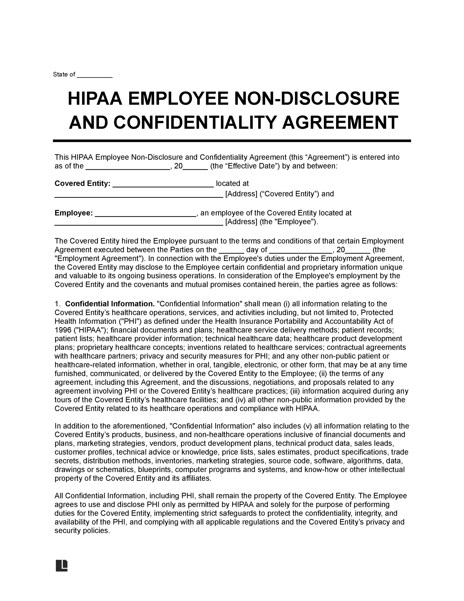 Free HIPAA Employee Confidentiality Agreement Template PDF U0026 Word