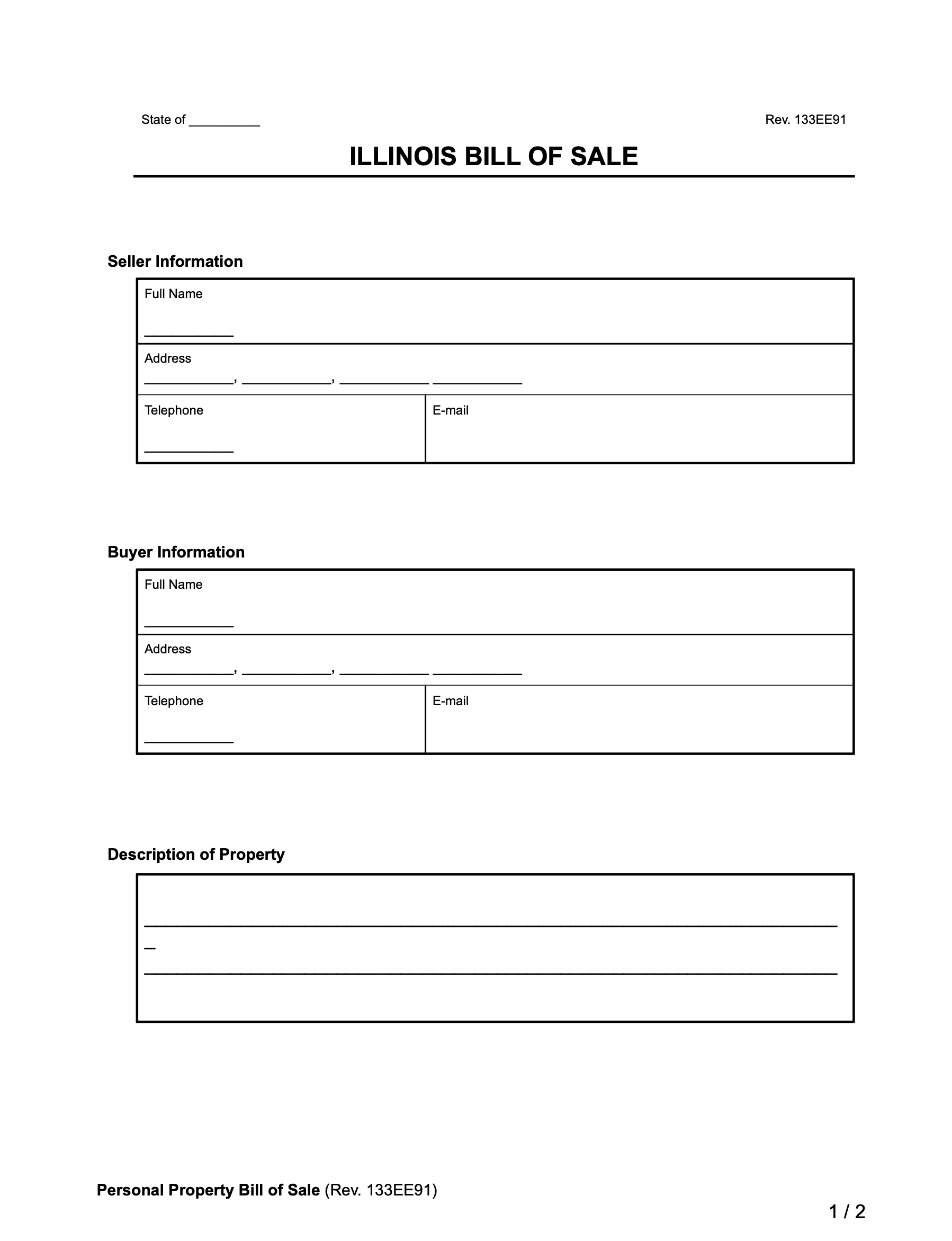 Free Illinois Bill Of Sale Forms PDF U0026 Word Legal Templates