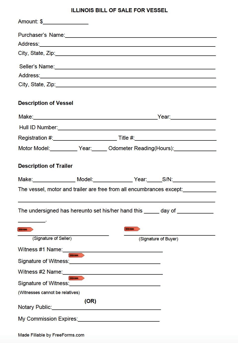 Free Illinois Bill Of Sale Forms PDF