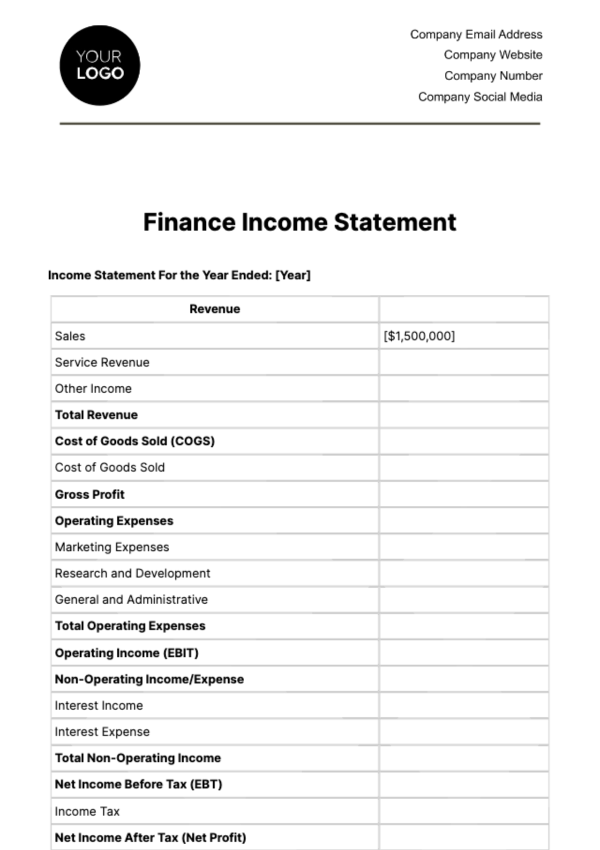 Free Income Statement Templates To Edit Online And Print
