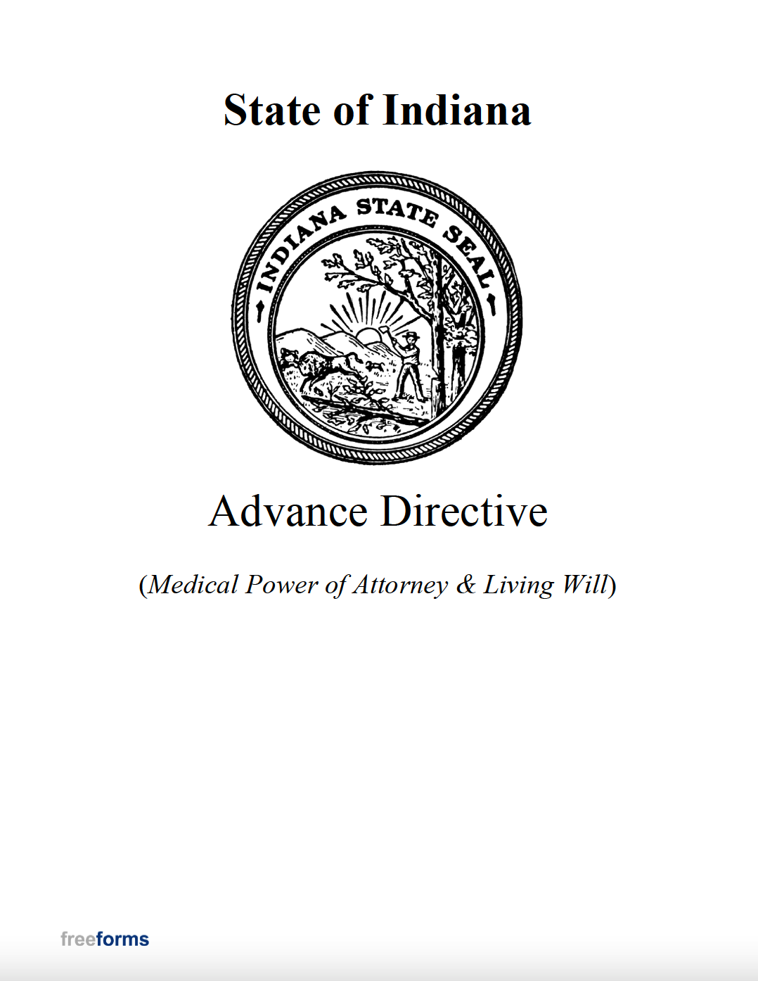 Free Indiana Advance Directive Medical POA U0026 Living Will Form PDF Word