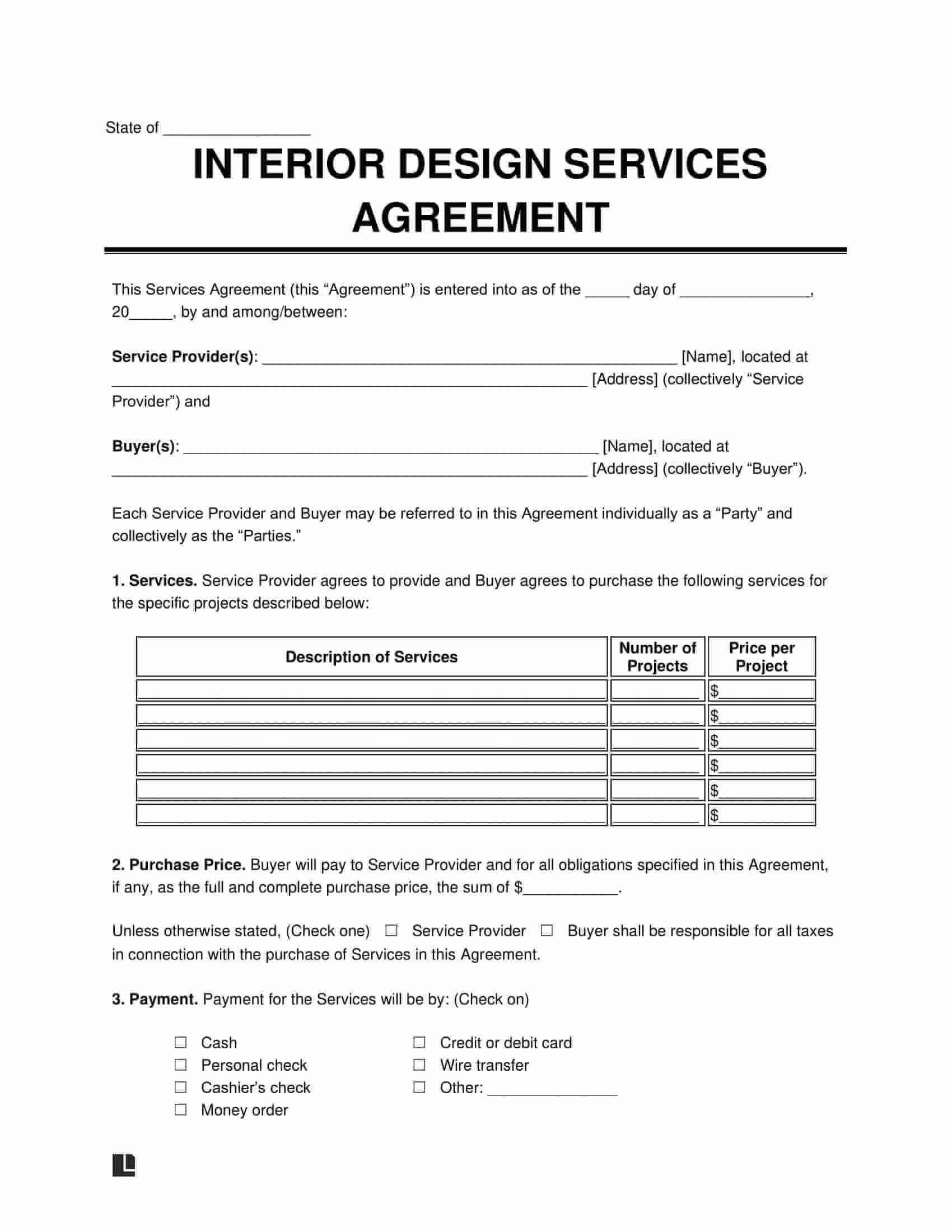 Free Interior Design Contract Template PDF U0026 Word