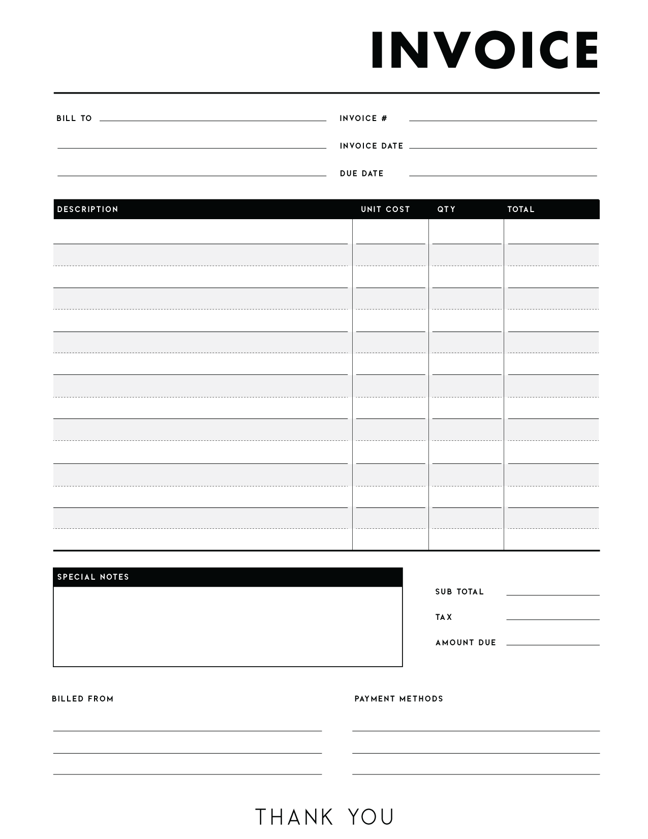 Free Invoice Templates PDF World Of Printables Free Invoice Templates PDF World Of Printables