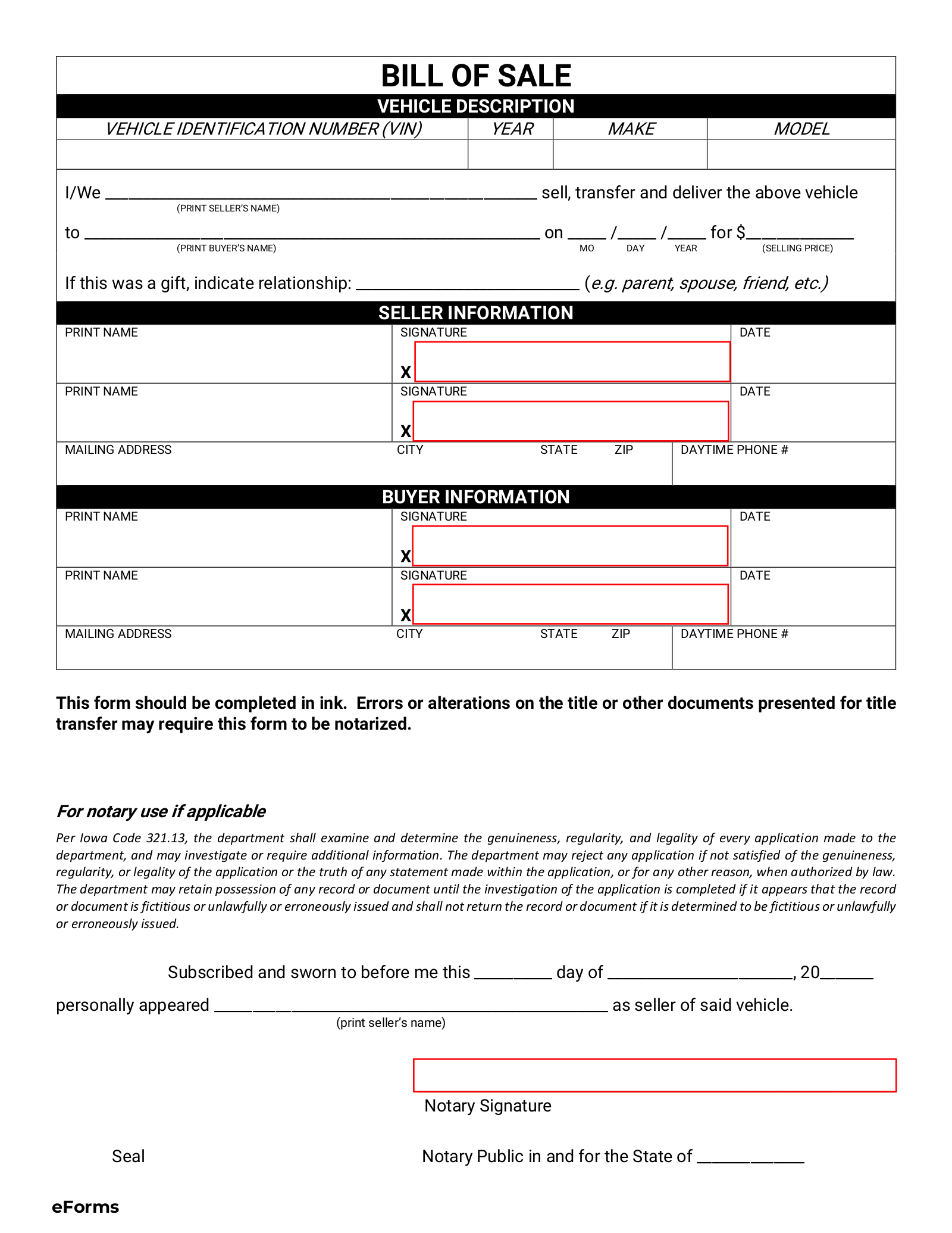 Free Iowa Bill Of Sale Forms 4 PDF EForms