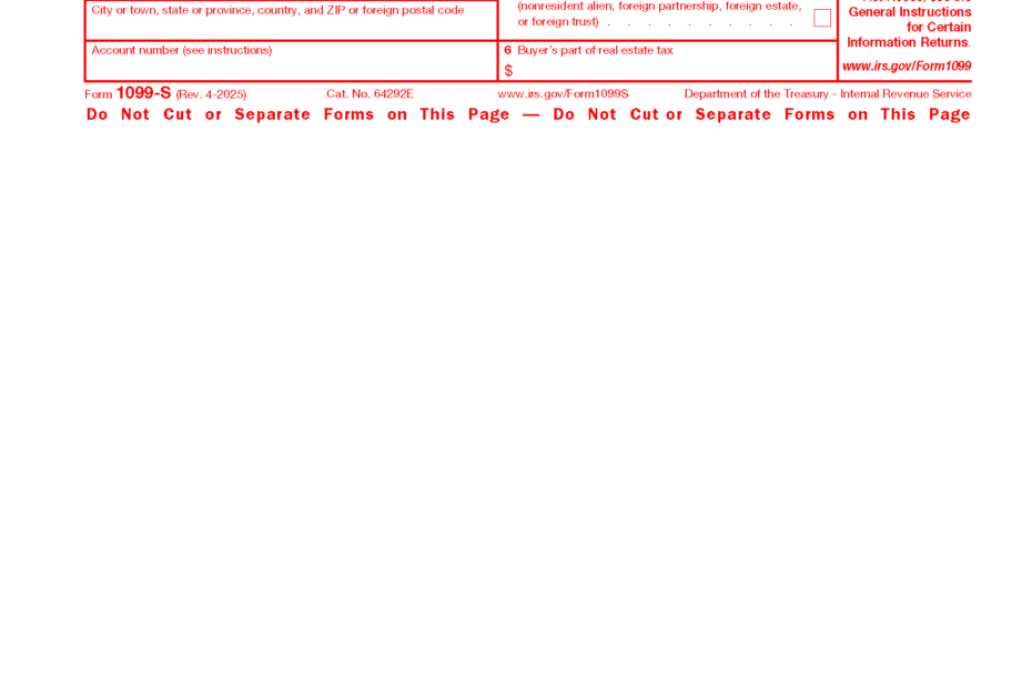 Free IRS 1099 S Form PDF EForms