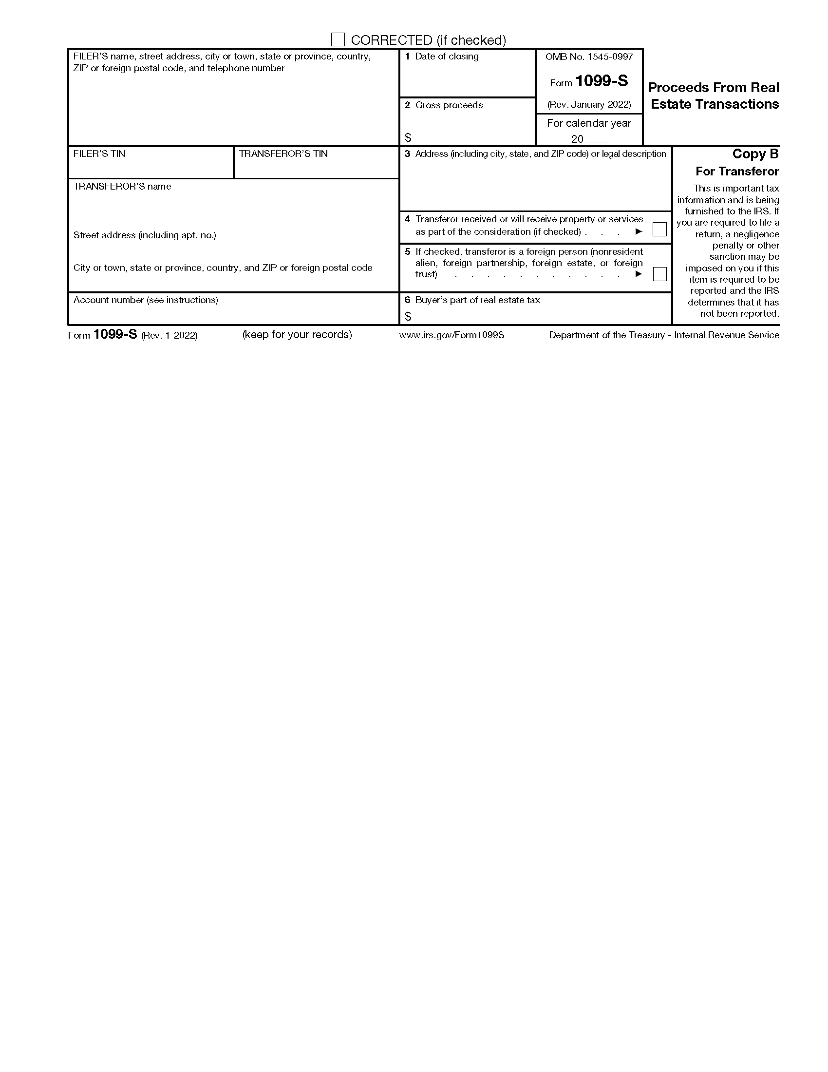 Free IRS 1099 S Form PDF EForms Free IRS 1099 S Form PDF EForms