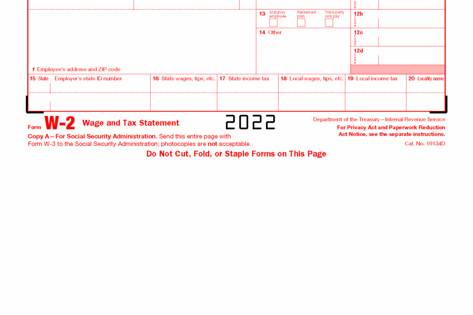 Free IRS Form W 2 Wage And Tax Statement PDF EForms