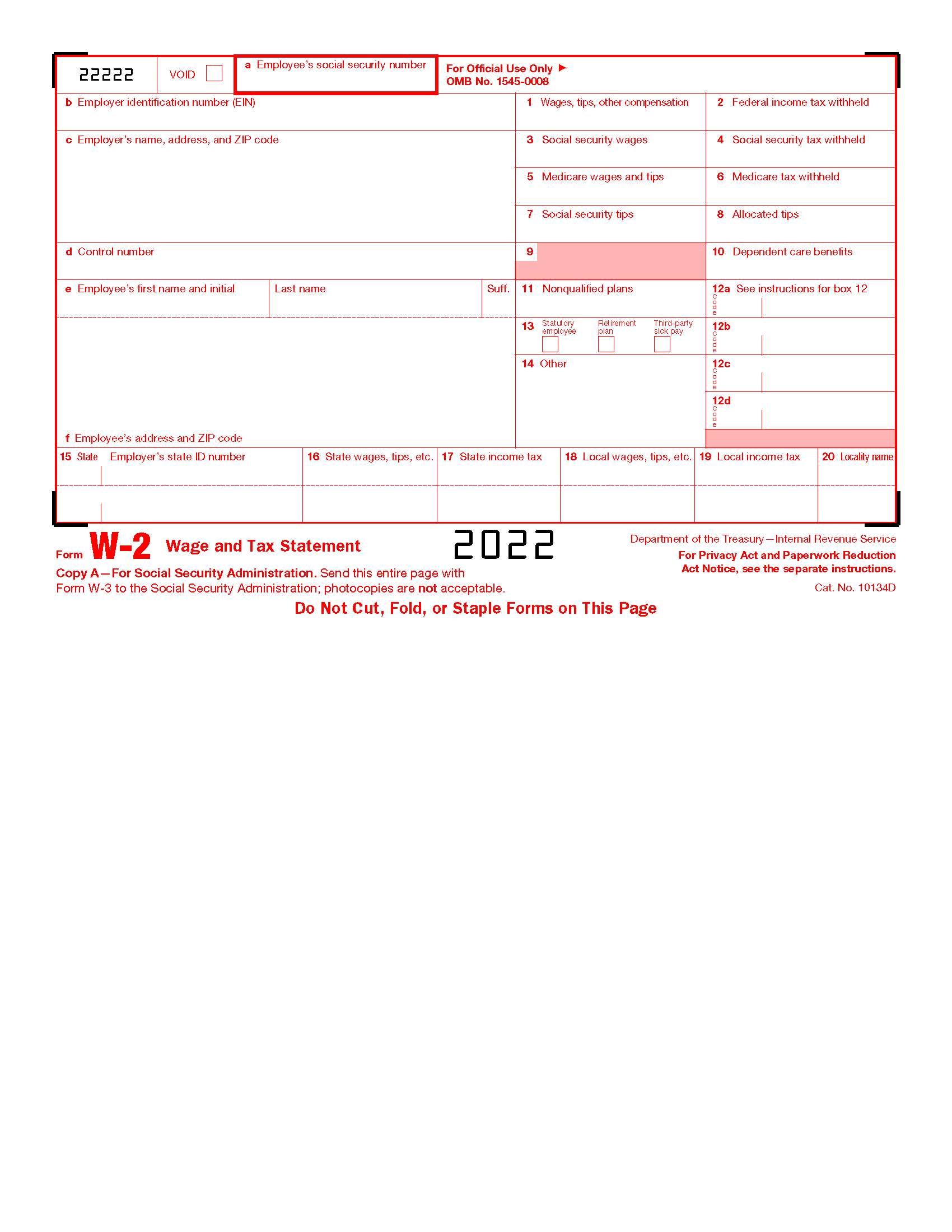 Free IRS Form W 2 Wage And Tax Statement PDF EForms