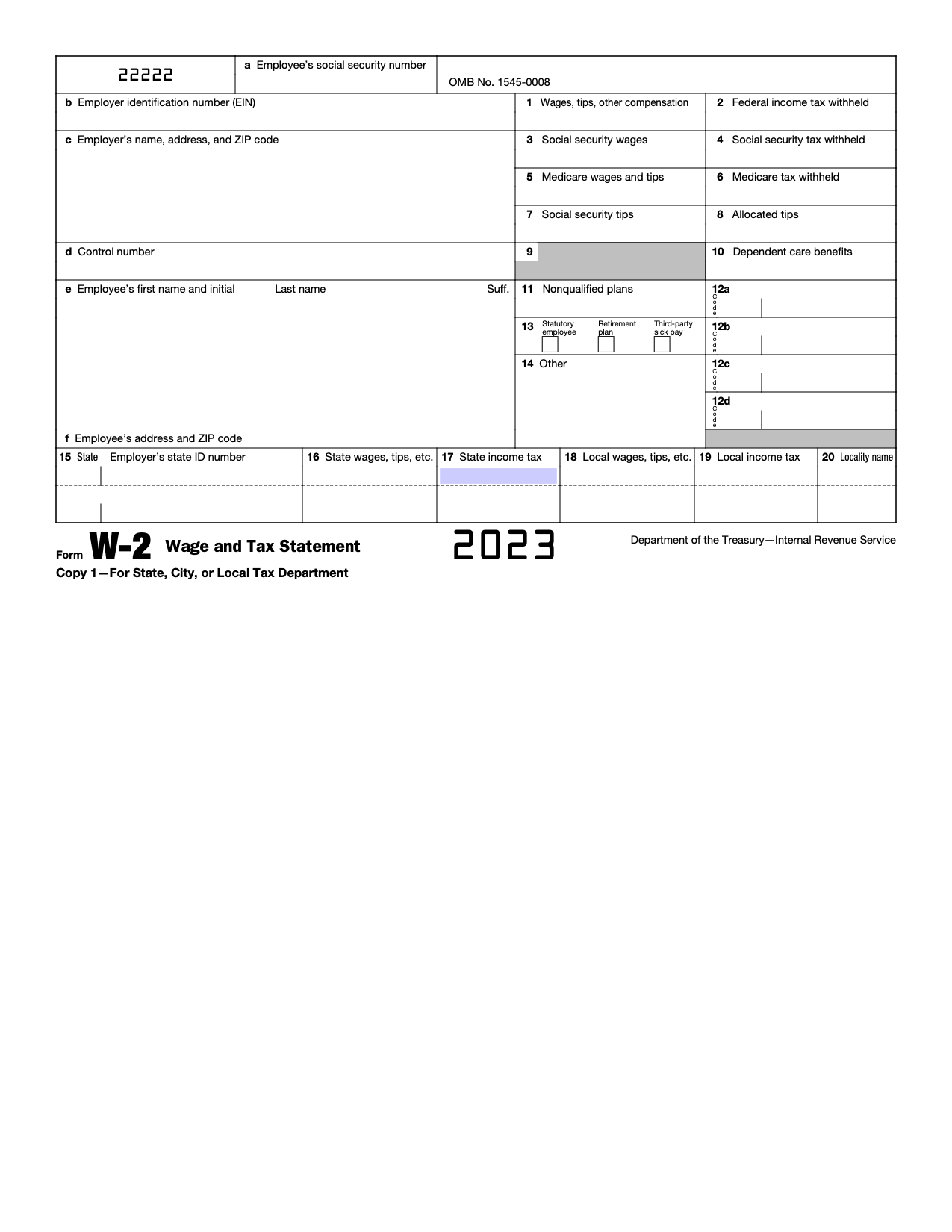 Free IRS Form W 2 Wage And Tax Statement PDF EForms