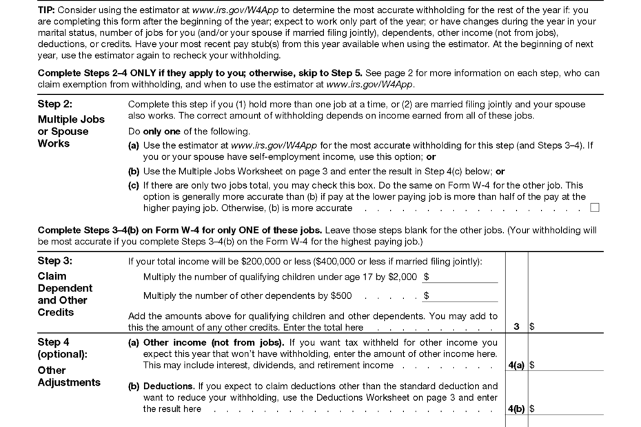 Free IRS Form W4 2024 PDF EForms