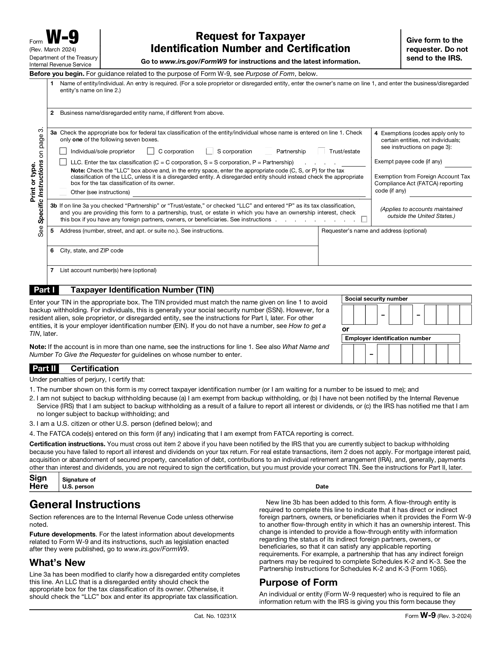 Free IRS Form W9 2025 PDF EForms