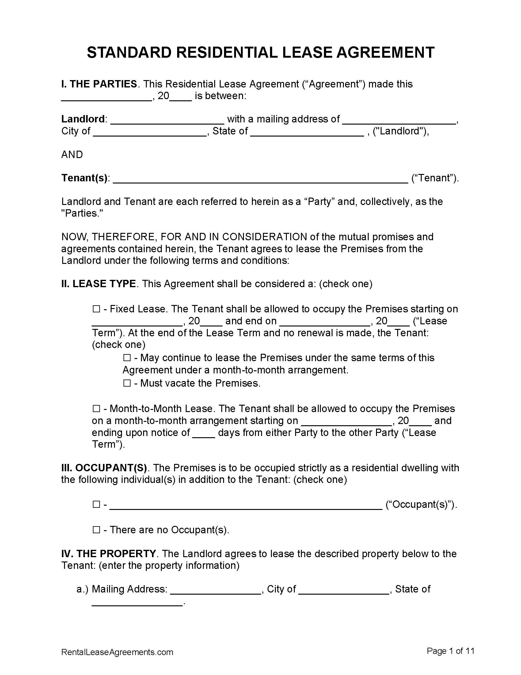 Free Lease Agreement Templates PDF U0026 Word
