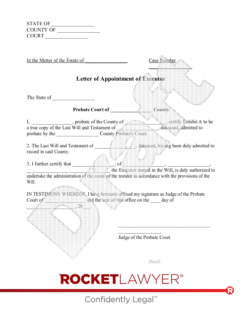 Free Letter Of Appointment Of Executor Free To Print Save U0026 Download
