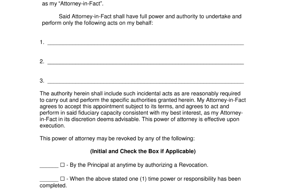 Free Limited Special Power Of Attorney Form PDF Word EForms